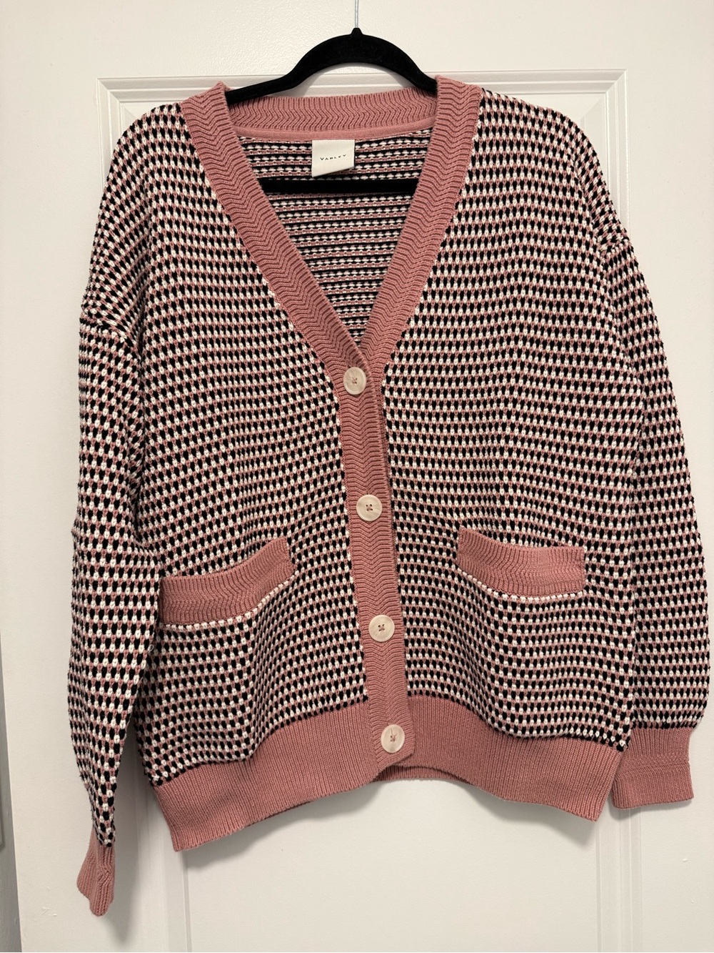 The Varley Tarran Stitch Knit Cardigan Size Medium Mauve